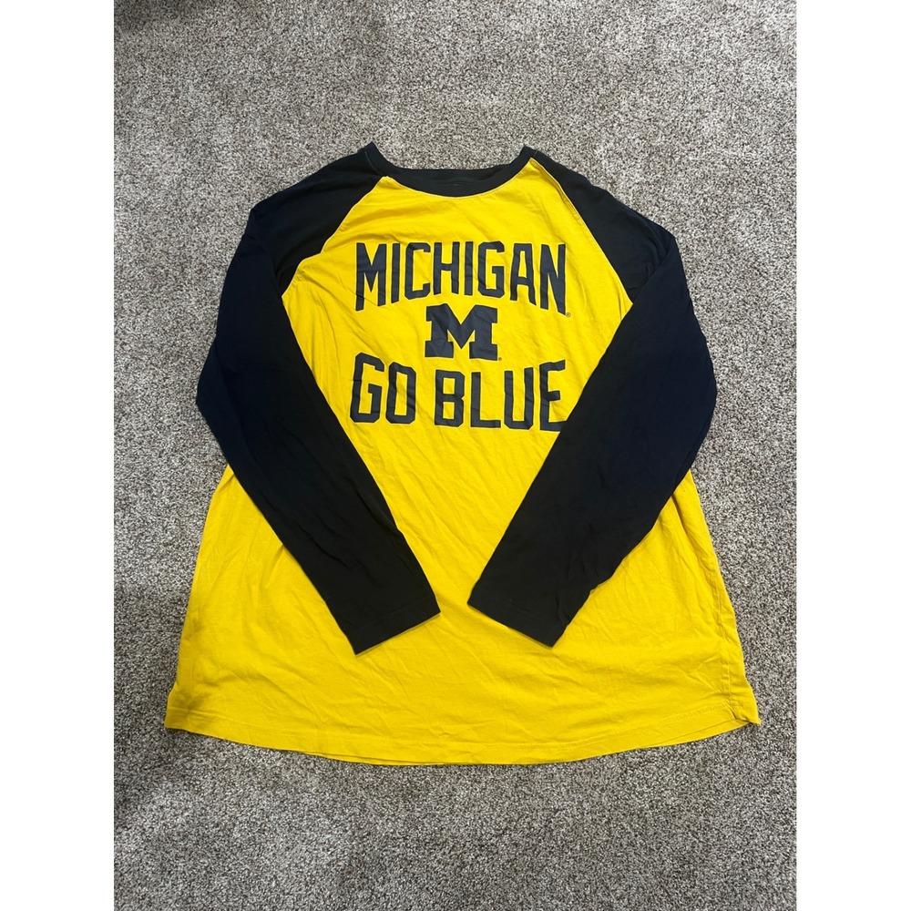 Colosseum Michigan Wolverines Go Blue Yellow Navy Raglan Long Sleeve Shirt 3X